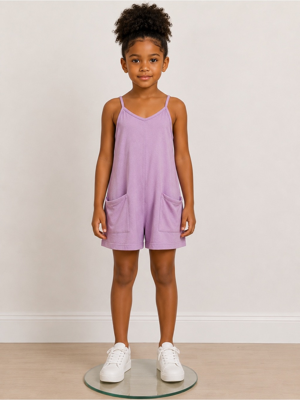 DSG Lavender Sleeveless Knit Romper with Pockets